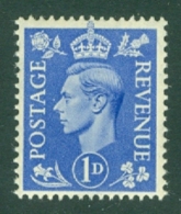 G.B.: 1950/52   KGVI    SG504   1d    Light Ultramarine    MNH - Unused Stamps