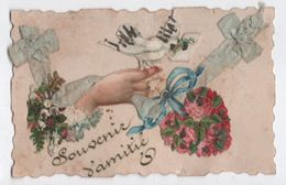Carte De Vœux Dentelée Et Gaufrée Avec Chromos Fleurs & Ruban / Bonne Année//Foucault/ Eure & Loir / Vers 1900    CVE145 - Neujahr