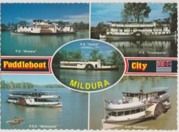 Australia VICTORIA MILDURA Paddle Boats Ships Steamers Nucolorvue MDC21 Multi View Postcard Used 1984 - Mildura