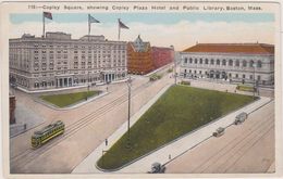 Cpa,boston,massachussets, Usa,copley  Square ,showing Copley Plaza Hoteland Public Library,pub By M Abrams,roxbury ,mass - Boston