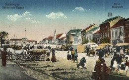 T2/T3 Szaszregen, Reghin; F? Ter, Piac, Arusok / Hauptplatz / Main Square, Market Vendors + 1940 Szaszregen Visszatert S - Zonder Classificatie