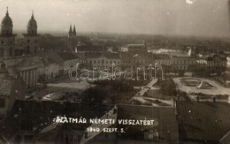 T2/T3 1940 Szatmarnemeti, Satu Mare; Visszatert, Ter Autobuszokkal / Square With Autobuses, Photo (EK) - Zonder Classificatie