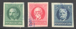 1926  Marti, Gomez, Garcia  Série Complète De  3 Timbres Non-dentelés - Gebruikt