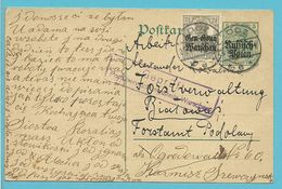 Entier (opdruk WARCHAU + POLEN) !!!! Met Stempel LODZ 1916 + Stempel GEPRUFT - Brieven En Documenten