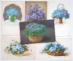 Cpa LOT 6X LITHO Illustrateur 3X JOUNOK IMPORT EAS C KLEIN Bouquet VASE CORBEILLE Fleur THEME  Myosotis - Collections & Lots