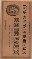 Publicité/ Plaque Carton/ Grands Vins De Bordeaux/ Blanc /Trés Recommandé/Le Verre / BORDEAUX/ Vers 1930-50     BFP204 - Pappschilder