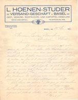 SUISSE BASEL BALE  COURRIER 1920  Versand Geschäft  Obst Gemüse  HOENEN STUDER *   A19 - Suisse