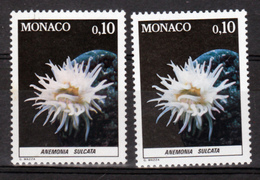 Monaco 1254 Variété Rose  Et Blanche Anemonia Neuf ** TB  MNH Sin Charnela - Varietà