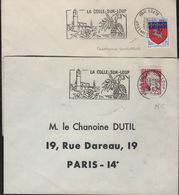 Flammes Sécap La Colle Sur Loup =o 1967 Non Codée Et Codée Anomalie Couronne Renversée - Lettres & Documents