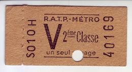 - Ancien Ticket De Métro - R.A.T.P. - METRO - - Europe