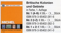 MlCHEL 1+2:Großbritannien 2018 Kolonien A-Z New 149€ Britische Gebiete Stamp Catalogue Old UK ISBN978-3-95402-241-0 - Colonies Et Bureaux à L'Étranger