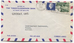 Lindsay Canada - Air Mail Letter 1964. The Toronto Dominion  Bank, Bank Banque, Traveled To Austria - Lettres & Documents