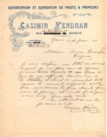 SUISSE GENEVE COURRIER 1925 FRUITS & LEGUMES Casimir VENDRAN -  A23 - Suisse