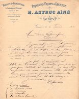 SUISSE GENEVE COURRIER 1912 PRIMEURS FRUITS & LEGUMES ASTRUC   A23 - Suisse