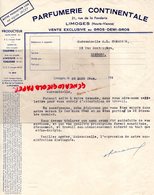 87- LIMOGES- RARE LETTRE PARFUMERIE CONTINENTALE- JACKY-PARFUM- 21 RUE DE LA FONDERIE- 1944 - Drogerie & Parfümerie