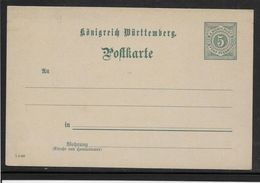 Allemagne Wurtemberg - Entiers Postaux - Postal  Stationery