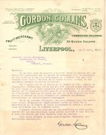 ANGLETERRE LIVERPOOL FACTURE 1922 Fruit Merchant  GORDON COLLINS     A26 - Royaume-Uni