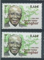 [21] Variété : N° 3537 Sedar Senghor Visage Vert + Normal  ** - Unused Stamps