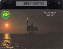 BT Oil Rig Phonecard - British Petroleum 100unit (1BPEA) - Superb Fine Used Condition - Plateformes Pétrolières