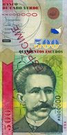 CAPE VERDE 500 ESCUDOS 2007 SPECIMEN P-69s UNC "free Shipping Via Registered Air Mail" - Fictifs & Spécimens