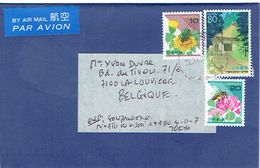 Petite Lettre Du Japon Avec 3 Timbres Vers La Belgique (22/11/2008) - Lettres & Documents