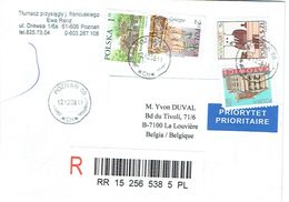 Lettre Recommandée De Pologne Avec 4 Timbres De Poznan Vers La Belgique (12/12/08) - Briefe U. Dokumente