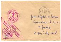 RC 8085 FRANCE 1975 POSTE NAVALE ESCORTEUR D'ESCADRE LA GALISSONNIERE LETTRE DE TOULON NAVAL - Scheepspost