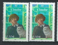 [21] Variété : N° 3590 Claudine Habit Vert Au Lieu De Brun + Normal ** - Unused Stamps