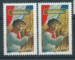 [21] Variété : N° 3593 Gavroche Cartouche Gavroche Olive Clair + Normal ** - Unused Stamps