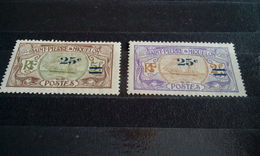 ULTRA RARE PAIR 2+5F ST.PIERRE&MIQUELON OVERPRINT 25C FRANCE COLONIES STAMP TIMBRE - Unused Stamps