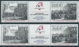 [21] Variété : N° 2538A Bicentenaire De La Révolution Impression Grise Dépouillée Au Lieu De Noire + Normal ** - Unused Stamps