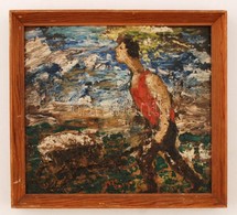 Varga Jelzéssel: Üvölt?. Olaj, Farost, Keretben, 28×31 Cm - Andere & Zonder Classificatie