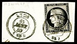 O N°3, 20c Noir Sur Jaune Obl Càd Type 15 Du 11 Janvier 1849 Sur Petit Fragment, TB   Qualité: O   Cote: 250 Euros - 1849-1850 Ceres