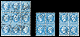 O N°22, 20c Bleu: Bloc De 9 + 2 Blocs De Quatre. TTB   Qualité: O - 1862 Napoléon III.