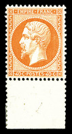 ** N°23b, 40c Orange Vif, Bord De Feuille Inférieur, Très Bon Centrage, Fraîcheur Postale. SUPERBE. R.R. (certificat)    - 1862 Napoléon III.