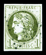 O N°39B, 1c Olive Report 2 Oblitération Ancre, TTB   Qualité: O   Cote: 700 Euros - 1870 Ausgabe Bordeaux