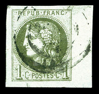 O N°39B, 1c Olive Report 2 Bdf, Très Grandes Marges, Pièce Choisie. SUP (signé/certificat)   Qualité: O - 1870 Ausgabe Bordeaux