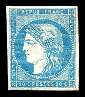 ** N°44A, 20c Type I Report 1, Restauré, Belle Présentation. R.R. (certificats)   Qualité: **   Cote: 27000 Euros - 1870 Bordeaux Printing