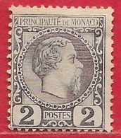 Monaco N°2 2c Violet-gris 1885 (*) - Nuevos