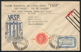 423 BRAZIL: 5/AU/1936: VASP First Flight Sao Paulo - Rio De Janeiro, VF Quality! - Andere & Zonder Classificatie