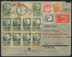 444 BRAZIL: Airmail Cover Sent From Porto Alegre To Germany On 25/OC/1938 With Spectacular Postage, German Censor Label  - Andere & Zonder Classificatie