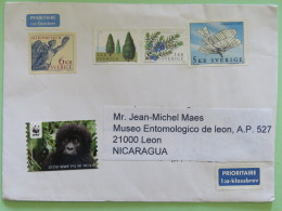 Sweden 2016 Cover Bandhagen To Nicaragua - Plane Trees Marine Museum WWF Gorilla - Lettres & Documents