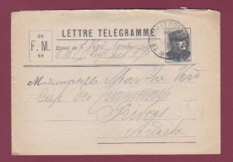 300318 GUERRE 14/18 - FM MILITARIA 1916 LETTRE TELEGRAMME  Noire TRESOR ET POSTES - Storia Postale