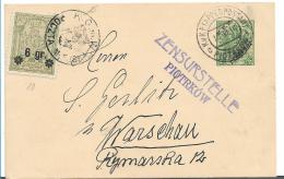 Pol067 / Polen, Etappenpostamt 1916, Piotrków Nach Warschau Und Ausgeliefert Durch Lokalpost - Covers & Documents