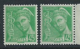 [21] Variété :  N° 414 Type Mercure Vert Clair + Vert  ** - Nuovi