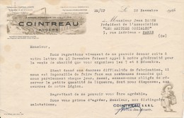 Ancien Courrier Liqueur Cointreau Angers 1946 - Levensmiddelen