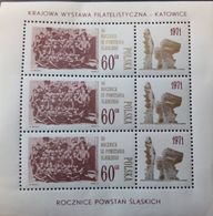 L) 1971 POLAND, SILESIAN INSURRECTIONISTS SCOTT A547, 60G DK RED BRN & GOLD, SOUVENIR SHEET - Other & Unclassified