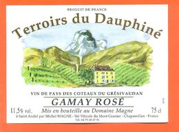 Etiquette Vin De Savoie Gamay Rosé Terroirs Du Dauphiné Magne à Chapareillan - 75 Cl - Rosé (Schillerwein)