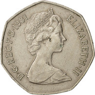 Monnaie, Grande-Bretagne, Elizabeth II, 50 New Pence, 1981, TTB, Copper-nickel - 50 Pence