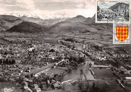 09-SAINT-GIRONS- VUE GENERALE AERIENNE ET LA CHAINE DES PYRENEES - Saint Girons